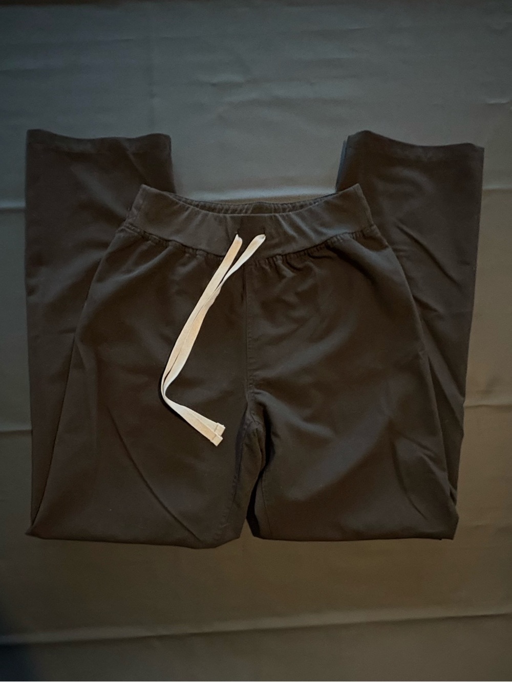 Figs Black Jogger Scrub Pants with White Drawstring